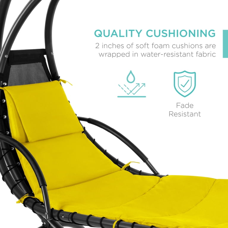 Best Choice Products Hanging Curved Chaise Lounge Swing, Yellow photo 4