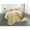 thumbnail image 3 of Ambesonne African Quilted Bedspread Set 3 Pcs, Happy Afro Lady, Queen Size, Brown Pale Brown Cream, 3 of 5