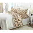 thumbnail image 2 of Great Bay Home Printed Velvet Plush Warm and Cozy Fleece Sheet Set  (Twin, Lattice - Beige / White), 2 of 7