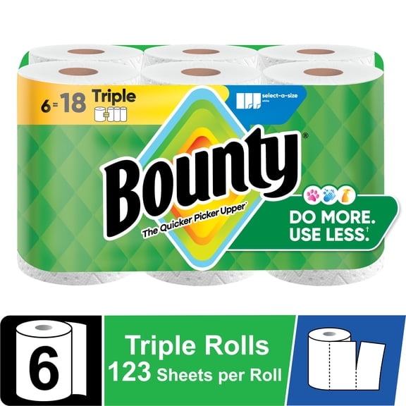 Bounty Paper Towels Select-a-Size, 6 Triple Rolls