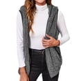 thumbnail image 3 of Lu's Chic Women's Soft Hoodie Fuzzy Vest Full Zipper Zip Up Coat Comfy Fleece Hood Loose Cotton Blend Grey 10-12, 3 of 5