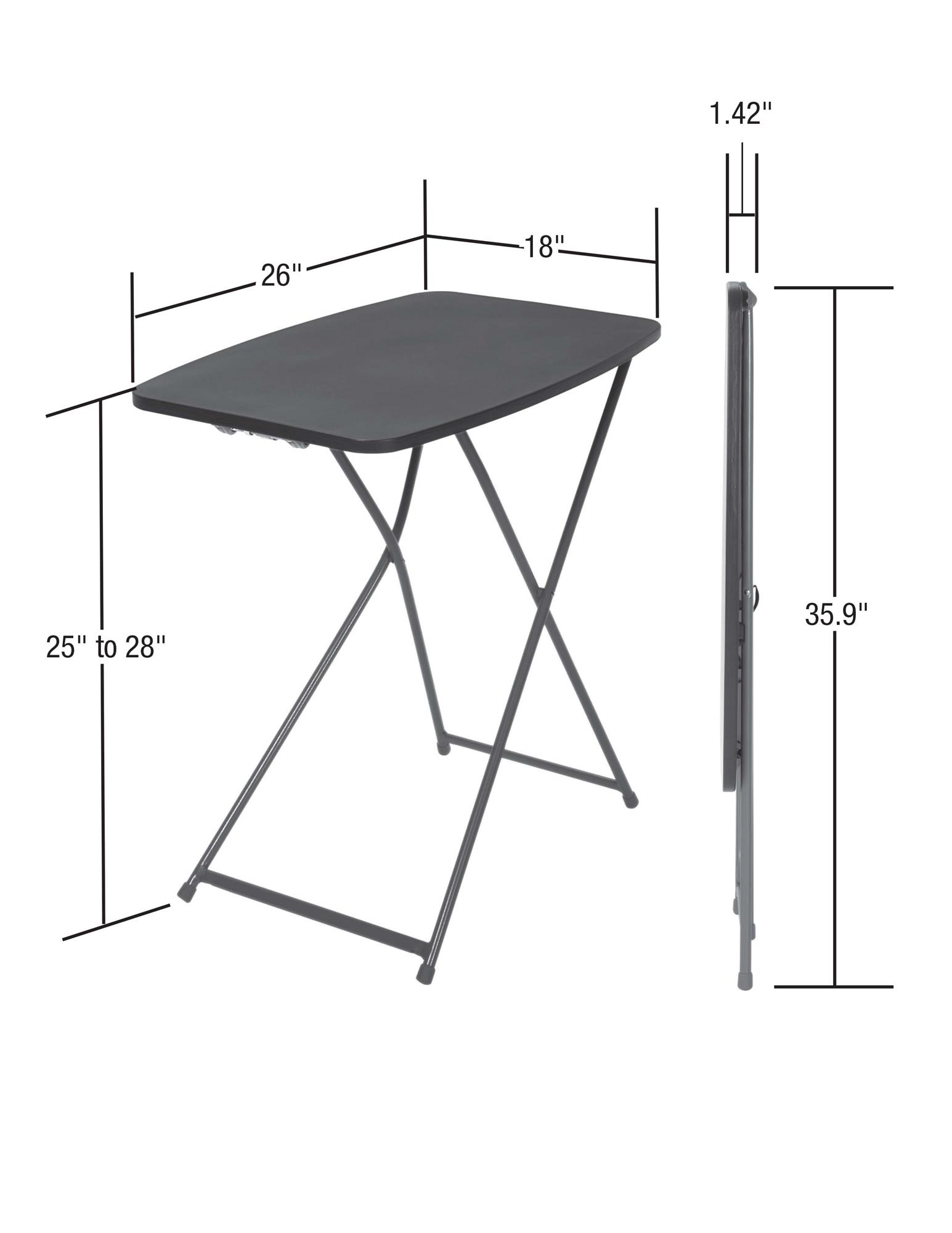 Mainstays Adjustable Height Personal Folding Table, 18" x 26", Black photo 6
