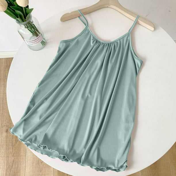 Camisola de manga corta para mujer, ropa interior holgada con cuello en V y color liso, de poliéster