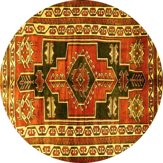 Ahgly Company Indoor Round Persian Yellow Traditional Area Rugs, 3' Round