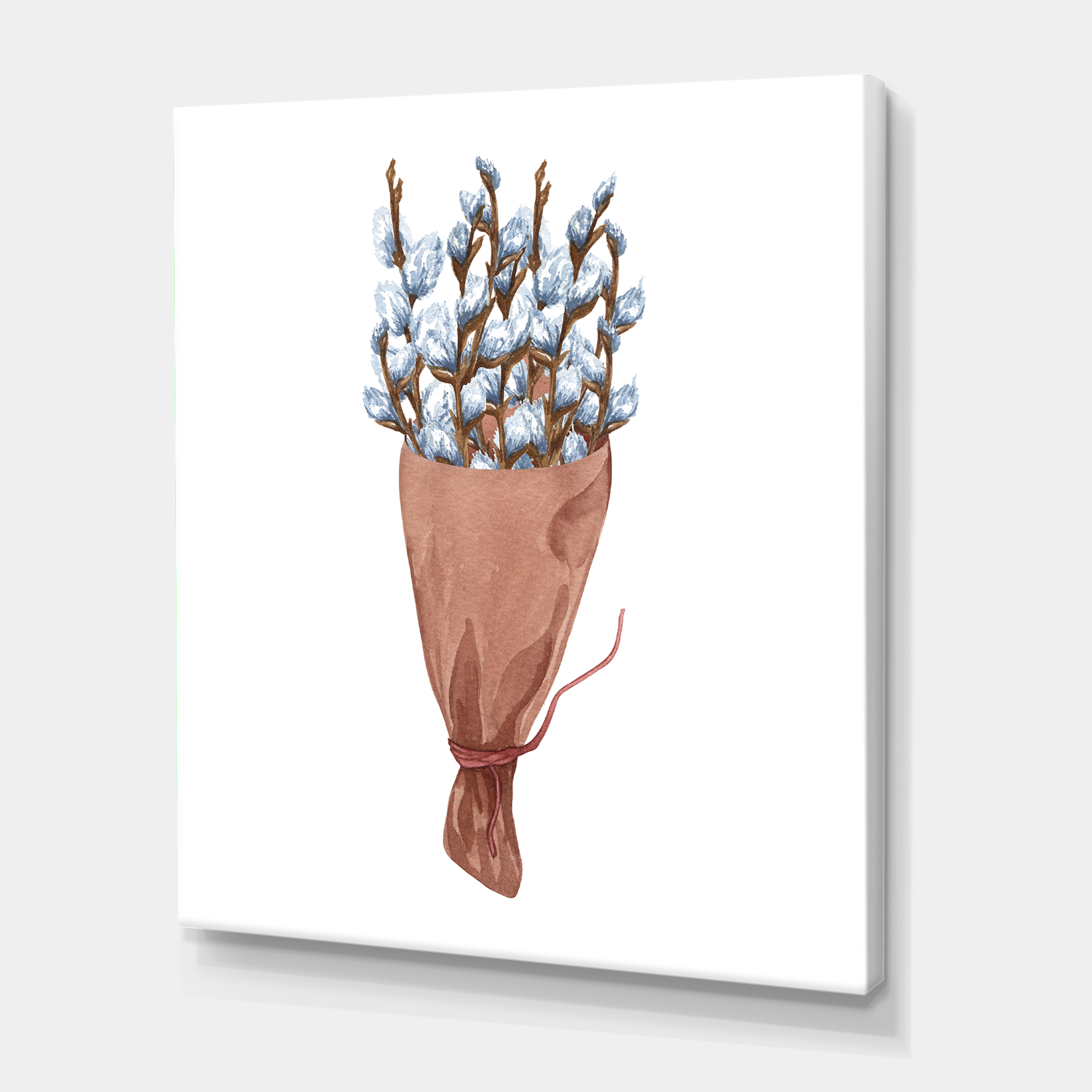 Designart ' Bunch of White Pussy Willow Twigs I ' Farmhouse Canvas Wall Art Print