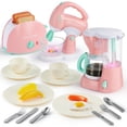 thumbnail image 1 of Juego de juguetes de cocina JOYIN Play para cafetera, batidora y tostadora, color rosa, 1 of 8
