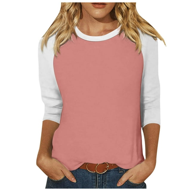 TINZ Femmes Manches 3/4 Nouvelle Journée Chemise Femmes Col Roulé Manches Longues Hauts Femmes Chemises Manches Longues pour Superposition Chemise Polyester Femmes T-Shirts d'Été pour Femmes Manches Longues Femmes