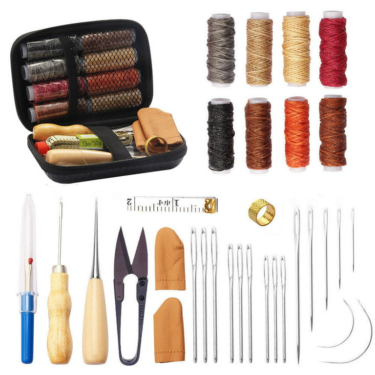 BUTUZE 32 PCS Upholstery Repair Sewing kit, Sewing Repair Kit with Storage  Box, Sewing Thread, Large-Eye Stitching Needles, Sewing Awl, Leather Sewing