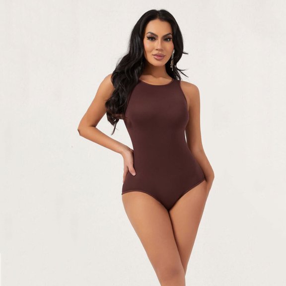 Qepwscx Womens' Waist Trainer Seamless Round Neck Shapewear Bodysuit Body Shaper Slim Fits Sleeveless Body Suit