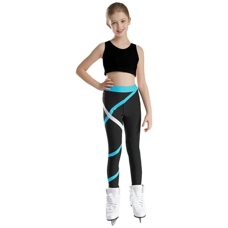 Freebily Kids Girls Yoga Dance Outfits Sports Bra Crop Tank Top Athletic Leggings Set Gymnastics Tracksuit Black&Green 14