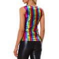 thumbnail image 3 of INSPIRE CHIC Women's Metallic Tank Top Halloween Club Party Shiny Sparkly Holographic Cami Top M Rainbow, 3 of 6