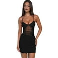 thumbnail image 2 of Women'S Mesh Dress Sleeveless Bodycon Mini Homecomig Dresses for Teens Short Tight Spaghetti Straps Prom Black M, 2 of 9