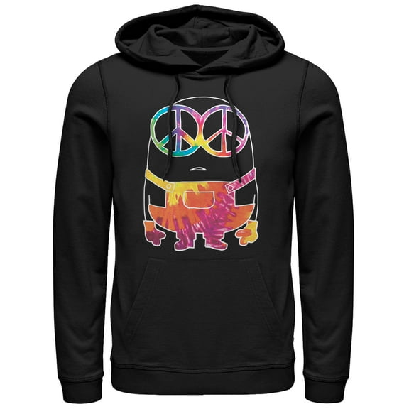 Men's Despicable Me Minion Tie-Dye Pull Over Hoodie Black Medium