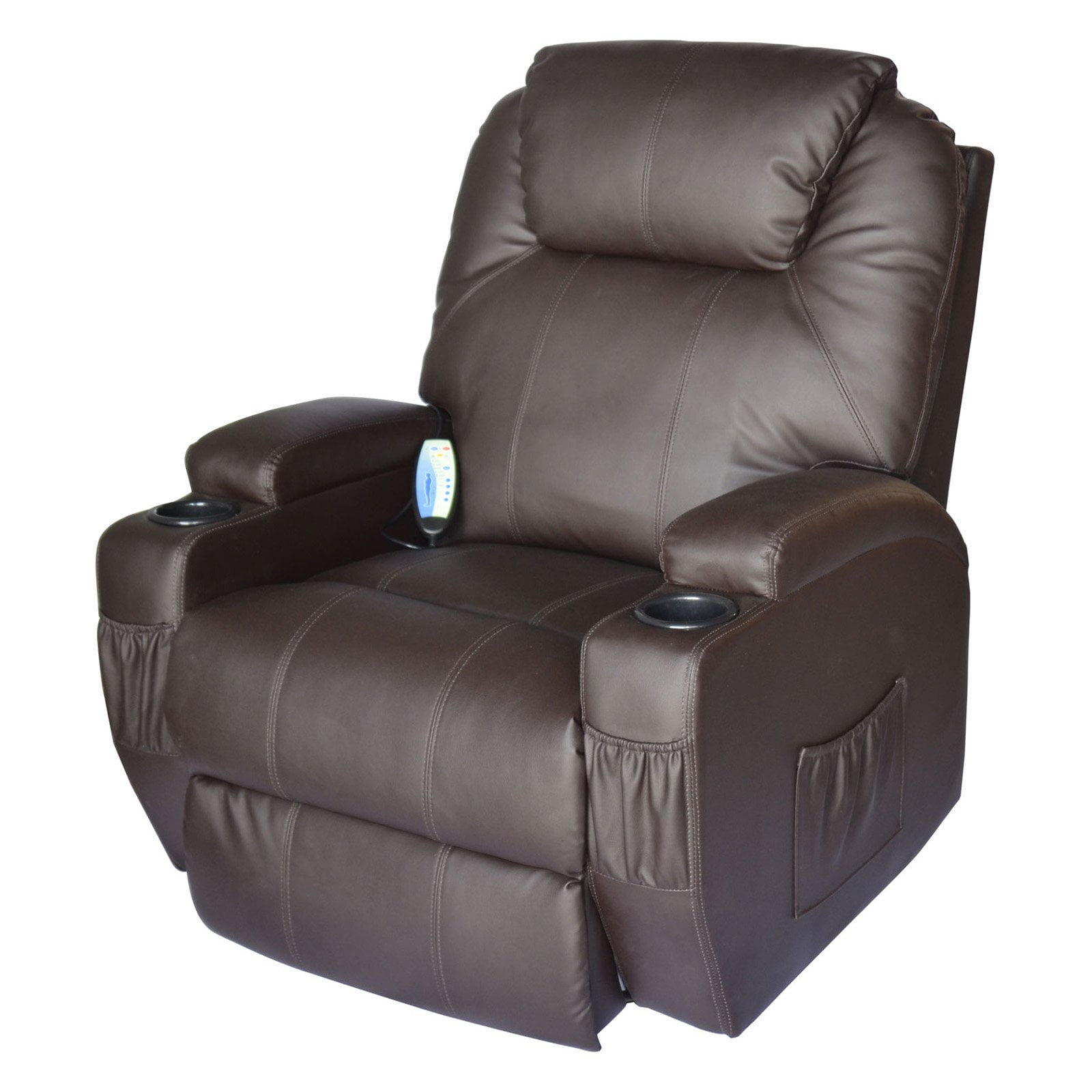 HomCom Heating Vibrating PU Leather Massage Recliner Chair - Walmart.com