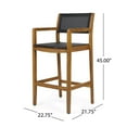 thumbnail image 6 of Noble House Matteo Outdoor Bar Stool - Teak/Black, 2 Pack, 6 of 10