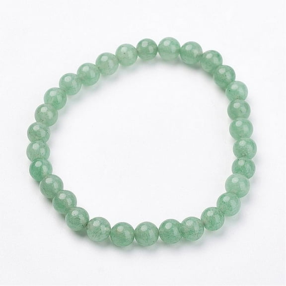 Green Aventurine 10 pc Natural Green Aventurine Stretch Bracelets Round 49mm(1-7/8 inch) Beads: 6.5mm