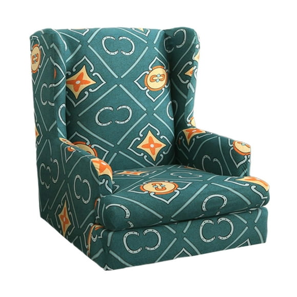 Stretchable Thick Polyester Wingback Chair Covers Furniture Protector Wing Chair Green