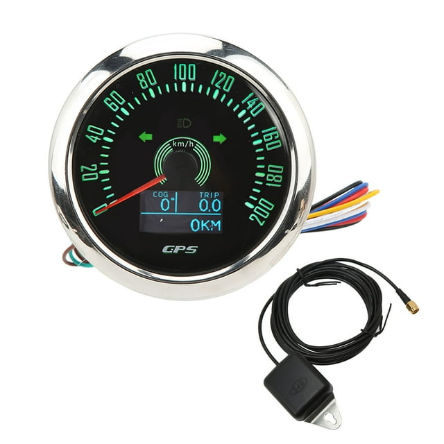 Tacómetro GPS 3 en 1 200MPH 85mm 9‑32V 7 colores retroiluminado antiniebla universal para barco coche RV motocicleta esfera negra
