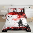thumbnail image 2 of Homewish Ukiyoe Style Queen Comforter Set,Jalan Samurai Bedding Sets,Red Maple Laves Bedding Comforter Set For Men Women,Super Cozy Room Decor Reversible,3pcs, 2 of 8