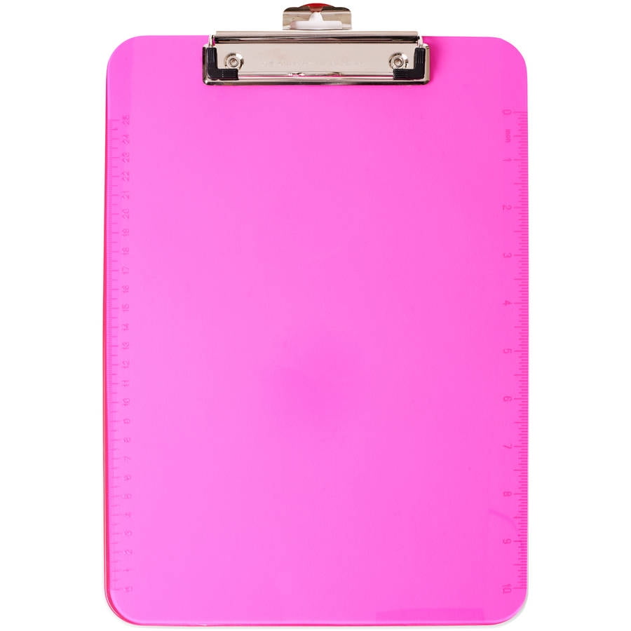 Low Profile Neon Plastic ClipboardPink
