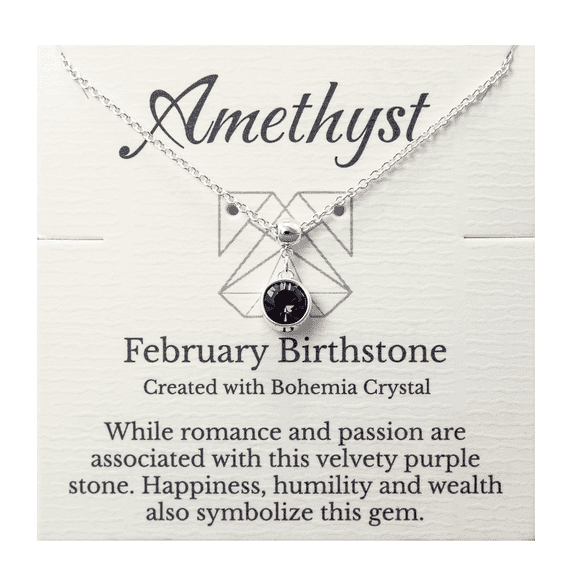 Lionhead Jewelry February Birthstone Purple Bohemian Crystal Amethyst Necklace, Silver