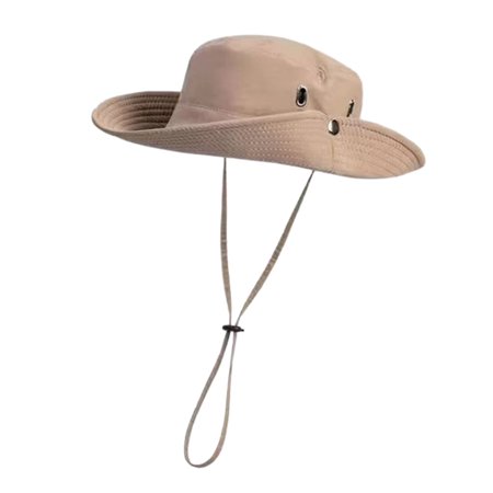 Xinwanna Fishing Hat Adjustable Drawstring Wide Brim Sun Protection Hat Breathable Quick-Drying Men Fisherman Hat (Khaki)