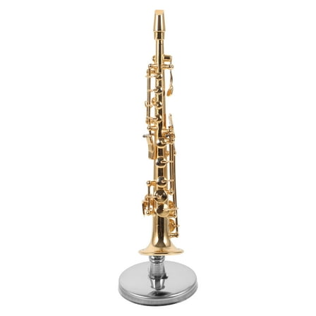 HAMPPLIES 1 Set Miniature Instrument Model Tiny Saxophone Golden 24K Gold Plated Copper for Collectors and Kids