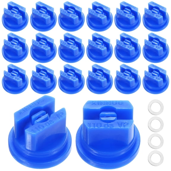 Uxcell 20-Pack 110 Degree Flat Fan Shaped Spray Nozzles, Plastic 0.3mm Pore Sprayer Nozzle Tips with Plastic Gaskets [Blue]