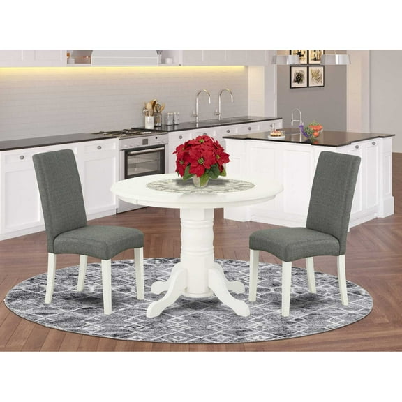 East West Furniture Dining Room Set Linen White, SHDR3-LWH-07