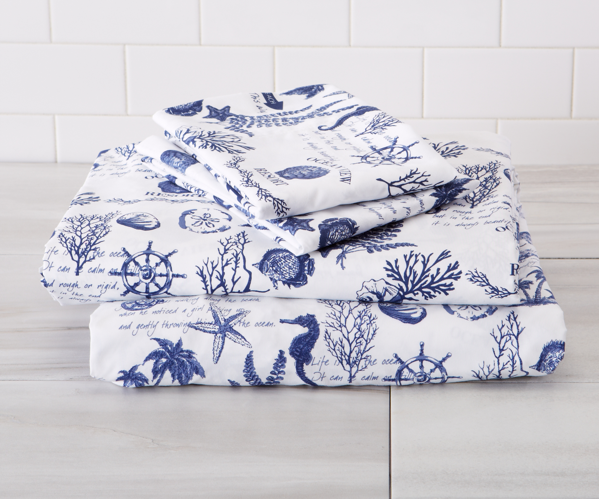 Coastal Printed Microfiber Sheet Set By Home Fashion Designs Walmart