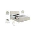 thumbnail image 2 of Meridian Furniture King Contemporary Fabric Platform Bed with Gold Legs, Cream Velvet, 2 of 9