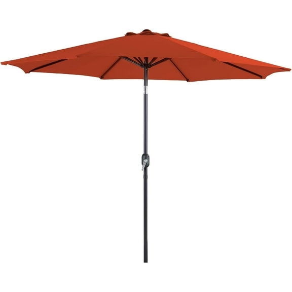 SONGMY 9ft Patio Umbrella Clearance, Outdoor Market Table Umbrellas with 8 Ribs and Push Button Tilt for Garden Deck & Poolside, Orange Red