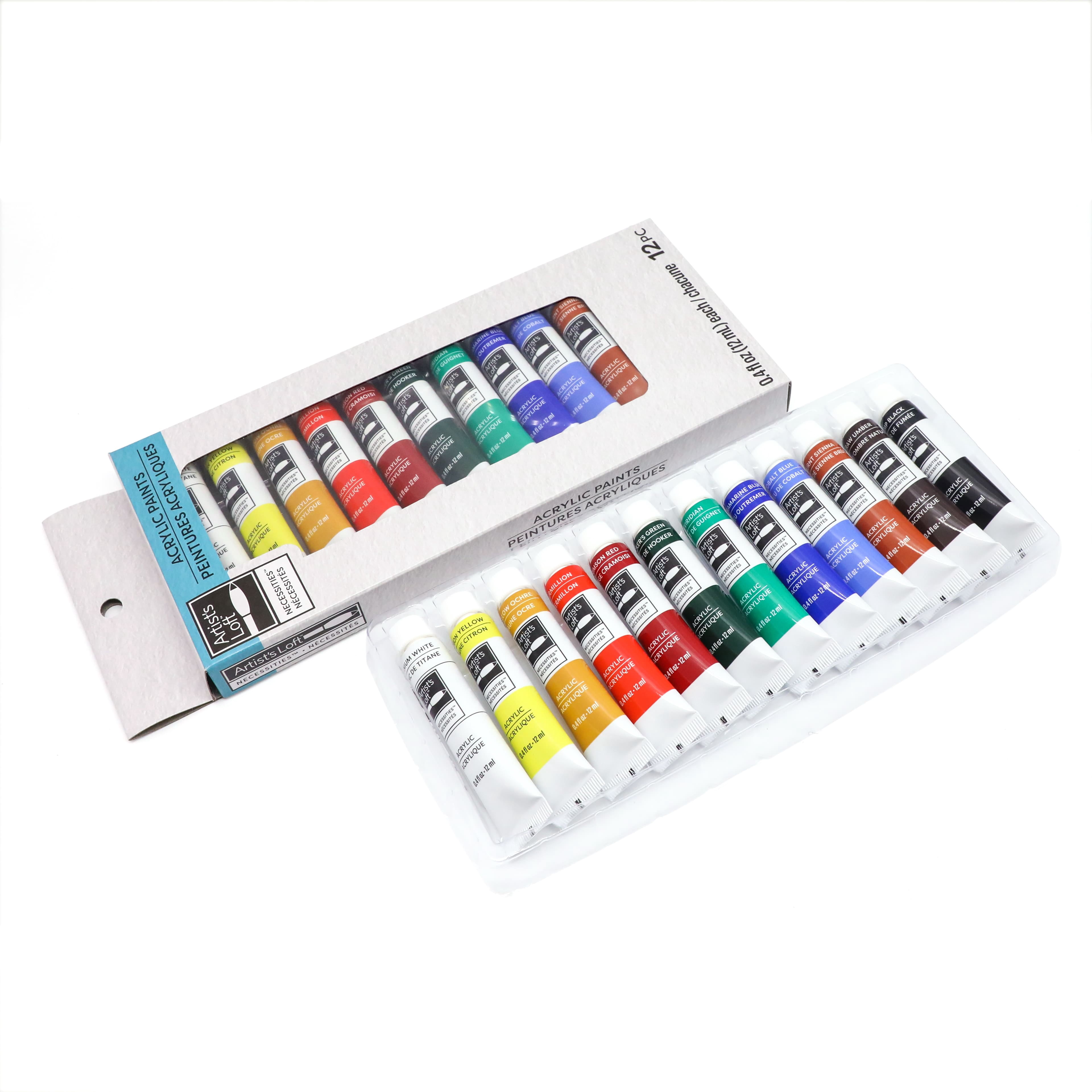 12 Assorted Acrylic Paint Tube Set by Artist's Loft - Non-Toxic Paint for Drawing - Painting - Art & Crafts Supplies - Bulk 12 Pack