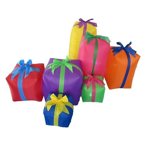 6 Foot Long Christmas Inflatable Multicolor Gift Boxes Outdoor Indoor Holiday Decorations Blow up Lawn Inflatables Home Family Decor Yard Decoration
