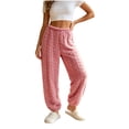 thumbnail image 2 of Diufon Fleece Sleep Pants for Women Elastic Waist Fall Winter Thickened Warm Pajama Pants Plush Cozy Homewear Bottoms, 2 of 7