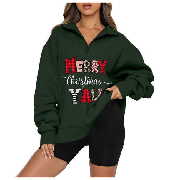 Sudaderas Navideñas de Cuello Redondo Para Mujer Otoño Invierno Casual Temperamento Moda Felpa Cálido Underlay Estampado Suéter Manga Larga Top Odeerbi ODB192505