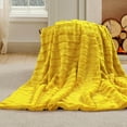 thumbnail image 3 of Home Soft Things Derby Double Sided Faux Fur Throw Blanket Solid Color Fuzzy Super Soft Cozy Plush Throw - Lemon Curry - 50" x 60", 3 of 9