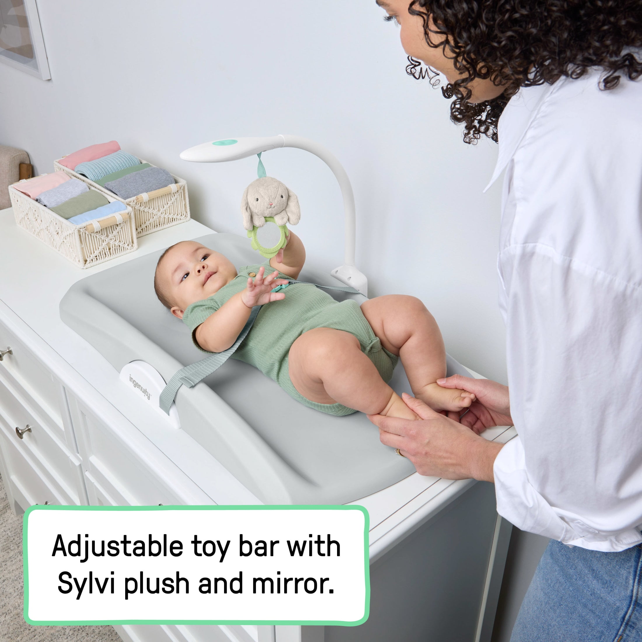 Ingenuity Day & Night Sylvi Baby Changing Pad - Includes Nightlight - Easy to Clean - Extra Comfort - Ages 0M+
