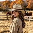 thumbnail image 2 of LIUYUNNN Woven Hats for Women Classic Cowboy Hat Western Headwear Outdoor Riding, One Size, 2 of 4