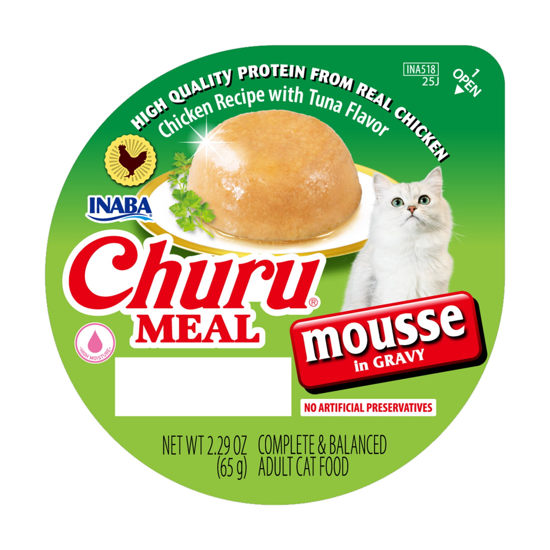 (12 pack) INABA Churu Meal Mousse Adult Wet Cat Food, 2.29 oz cup, 1-count, Chicken Recipe with Tuna Flavor