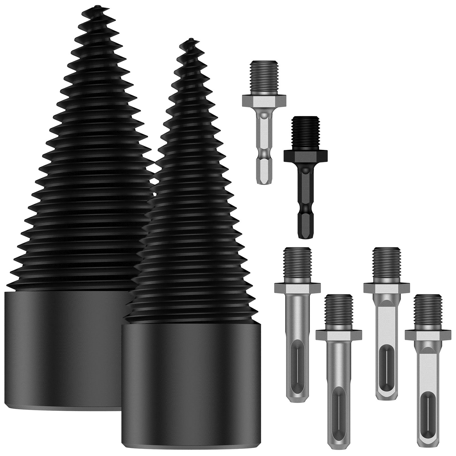 1/2Pcs Firewood Log Splitter 32mm 42mm High-Carbon Steel Wood Log Drill Bit with Hex/Round/Square Shank Titanium Coated Sturdy Wood Splitting Screw Cone for Electric Drill Camping