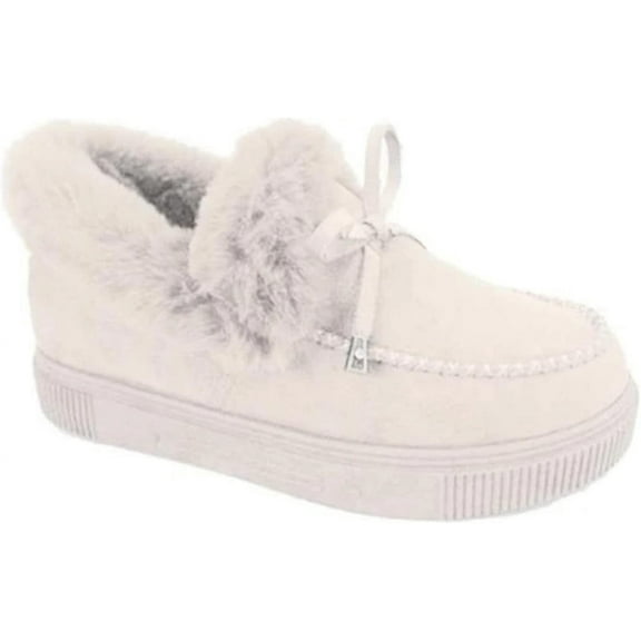 Women's Winter Flat Boots Warm Durable Shoes Fur Lining Ankle Snow Boots Loafer Flats Platform Thick Plush Shoes