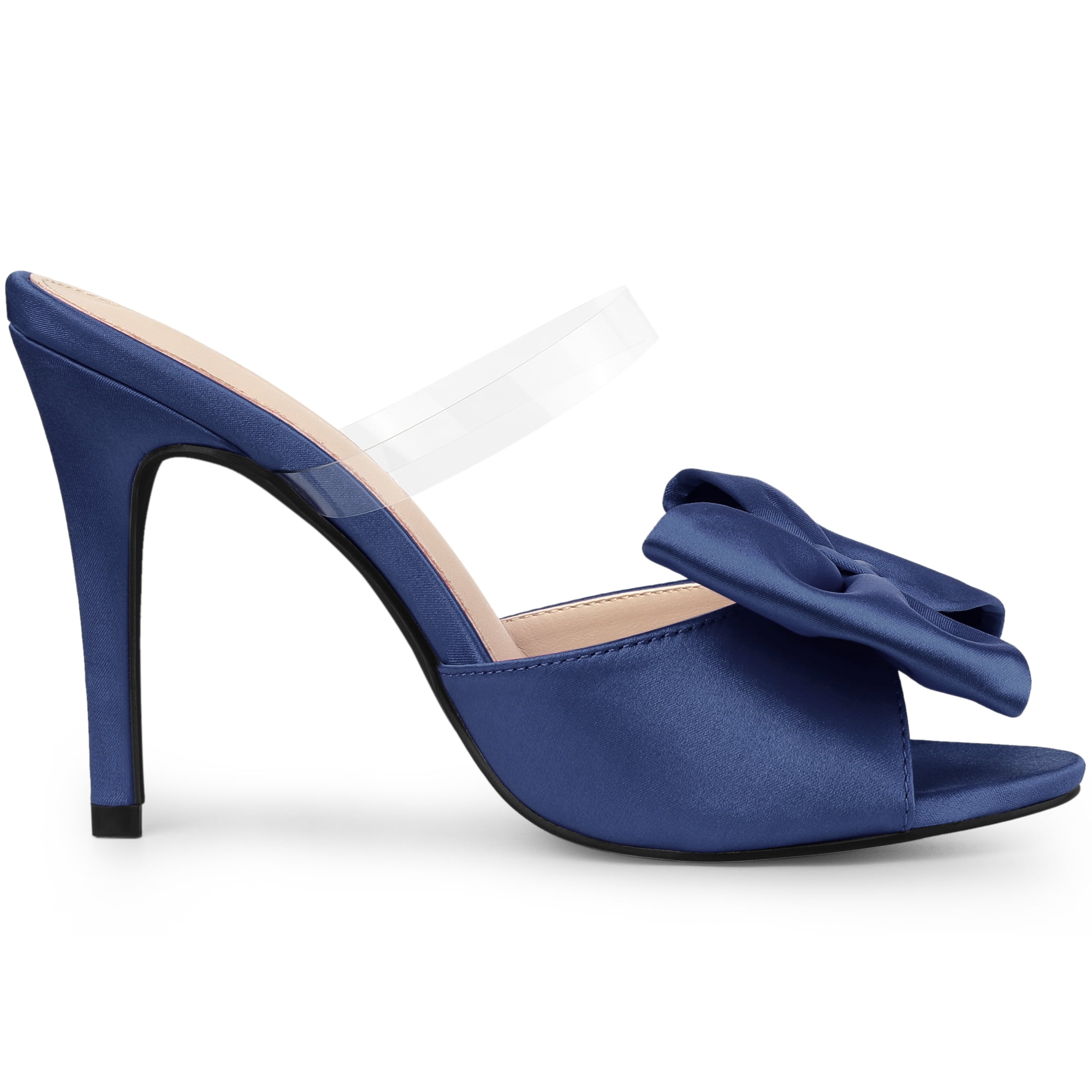 DARING DIVA Women's Elegant Bow Stiletto Heels Stylish Summer Sandals Navy Blue 6.5
