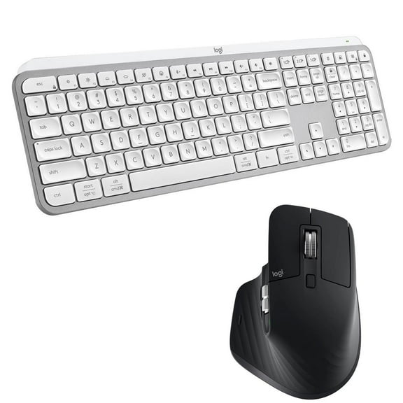 Logitech MX Keys S Wireless Keyboard, Pale Gray with MX Master 3S Black Mouse