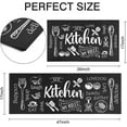 thumbnail image 3 of Black Kitchen Rugs and Mats Set of 2, Kitchen Utensil Non-Slip Washable Mat, Black Farmhouse Kitchen Decor Anti-Fatigue Rug for Kitchen Sink Laundry Room, 17x30+17x47 Inch, 3 of 6