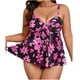 thumbnail image 2 of Trajes de baño Amzcrzy Tankini para mujer, trajes de baño, bikini, moda para mujer, talla grande, estampado floral multicolor, cintura alta dividida, traje de baño dividido, rosa, 2XL, 2 of 7