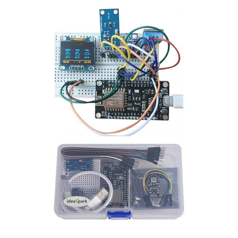 ESP8266 Weather Station Kit with Temperature Humidity Atmosphetic Pressure Light Sensor 0.96 Display for Arduino IDE IoT Starter