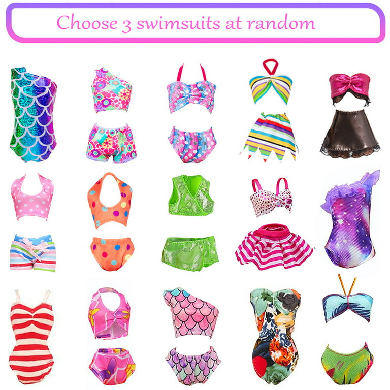 19 Pcs Doll Clothes Accessories for 18 Inch American Dolls, 10 Complete  Doll Clothing Sets, Doll Dresses, Doll Bikini Swimsuits, Minie Pattern  Clothes