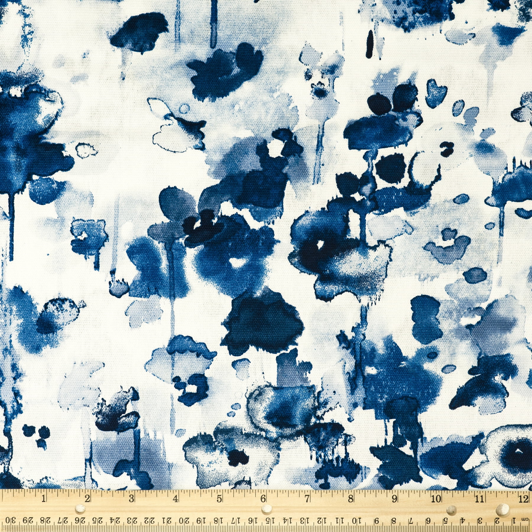 Waverly Inspirations 45' 100% Cotton Watercolor Floral Sewing & Craft Fabric 8 yd By the Bolt, Navy
