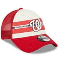 thumbnail image 3 of Men's New Era White/Red Washington Nationals Team Stripe Trucker 9FORTY Snapback Hat, 3 of 6